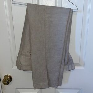 Perry Ellis Crème Khaki Tan Men’s Linen Cotton Pants 32x30 Tapered Fit Old Money